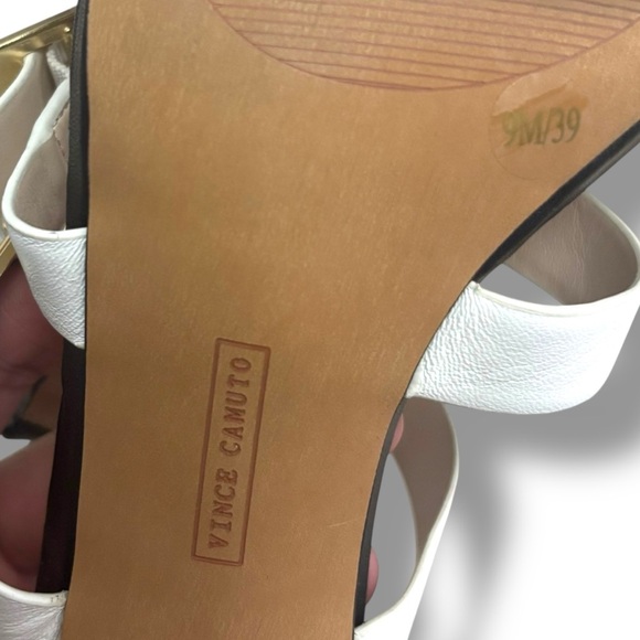 Vince Camuto Gladiator Black Beige White Adriana Heel Sandal - Size 9 - Picture 10 of 12